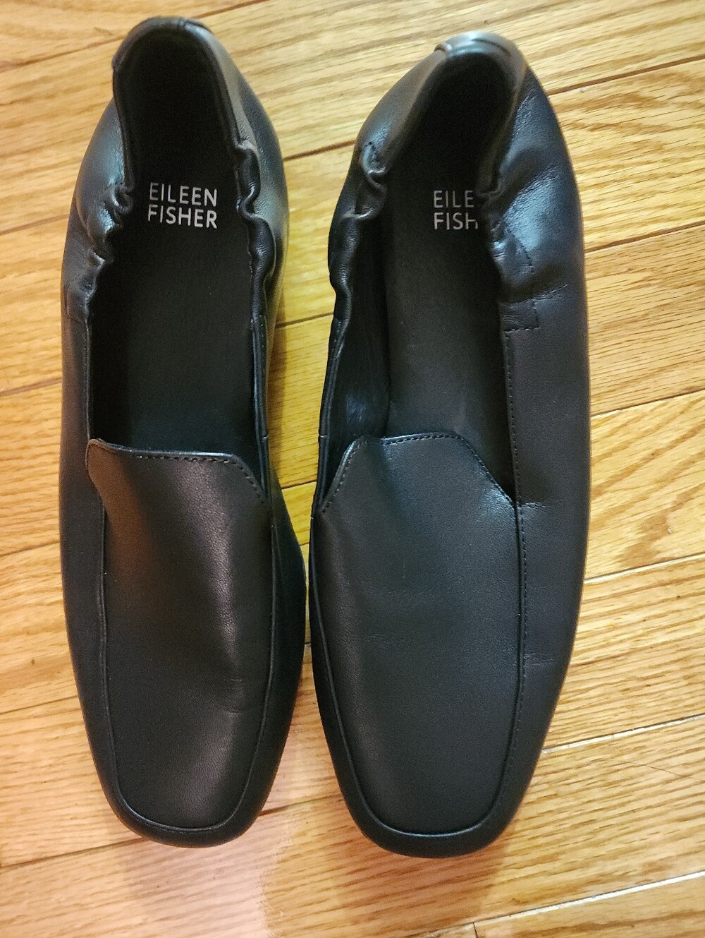 Eileen Fisher Sim Black Slip-On Leather Loafers